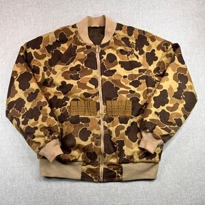 VTG 90s Fieldline Reversible Thinsulate Bomber Jacket Men XL Duck Camo Brown USA